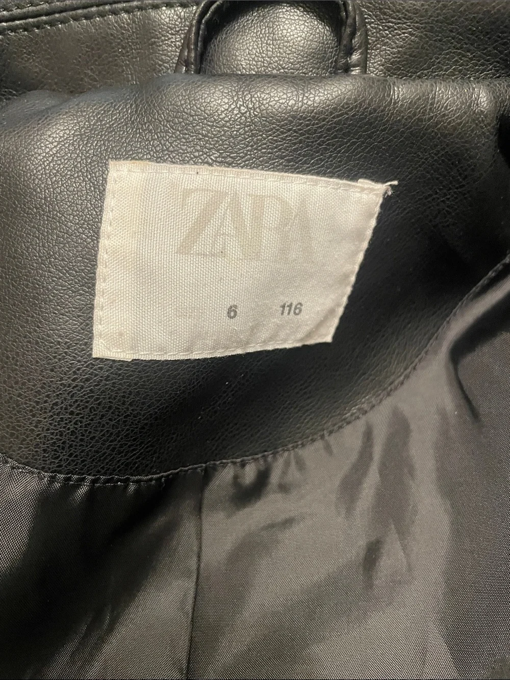 Zara Girls Black Faux Leather Moto Jacket Size 6 Biker Jacket
